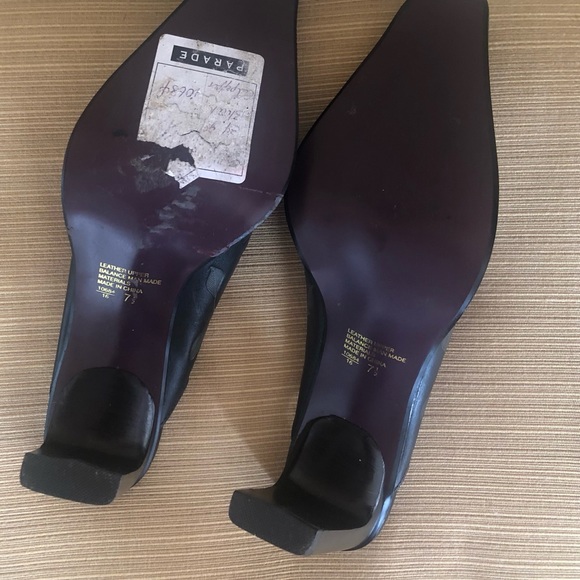 Fall Leather Cut Out Square Toe Pointed Toe Heels Mules Y2K Vintage - Picture 6 of 7